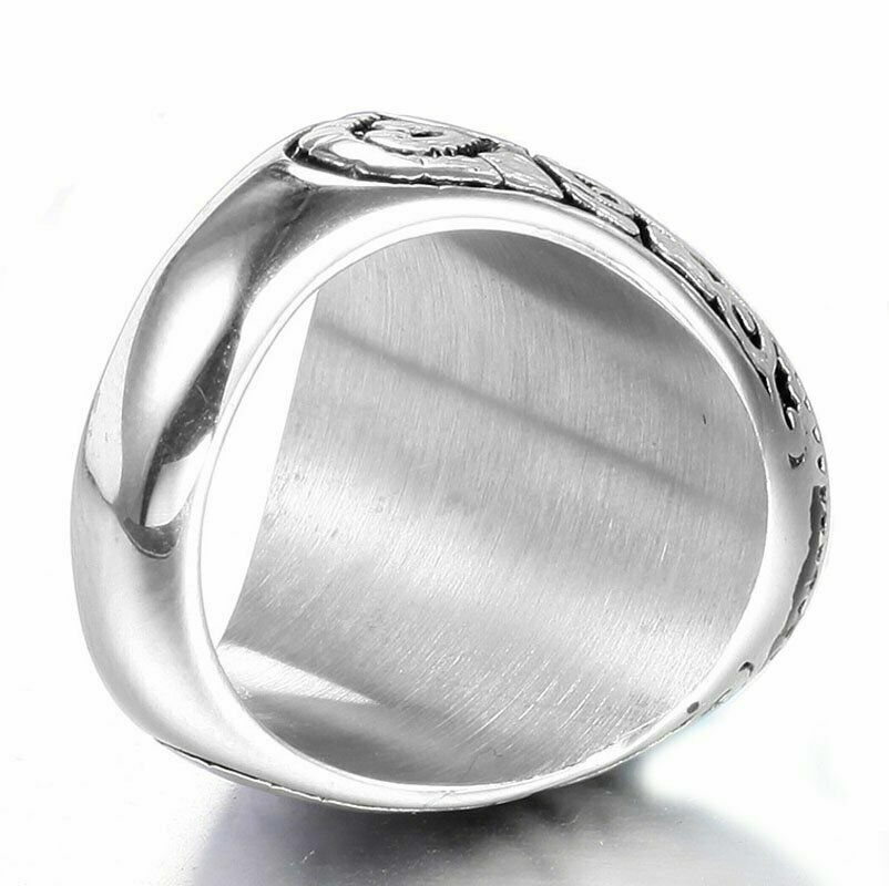 Stainless Steel Mens Oval Black Onyx Ring Size 7 8 9 10 11 12 13 14 15 Gift