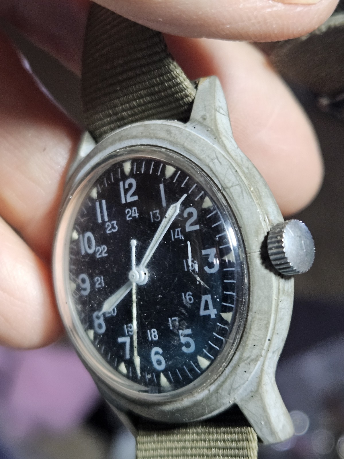 Vtg MAR 1970 Benrus Corp MIL-W-46374 Military Watch Vietnam War Orig Strap Works