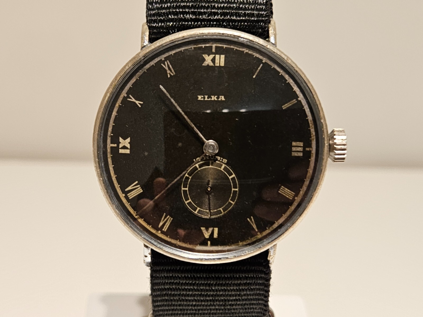 VINTAGE VERY RARE WW2 BIG 40mm PILOT’S MILITARY MEN’S MECHANICAL WATCH “ELKA”