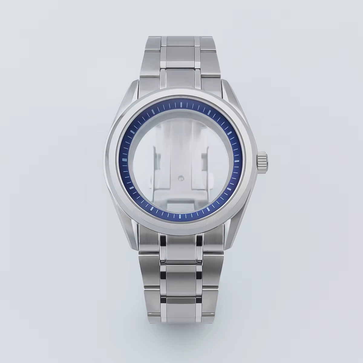 40Mm Silver Watch Case with Strap Sapphire Glass Fit NH35 NH36 NH34 NH38 NH70 NH