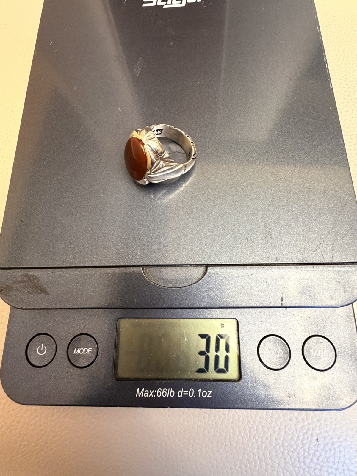 خاتم فضه ٩٩٠ صياغة عارف عقيق يماني اصلي Sterling Silver 990 YAMANI Agate Arif