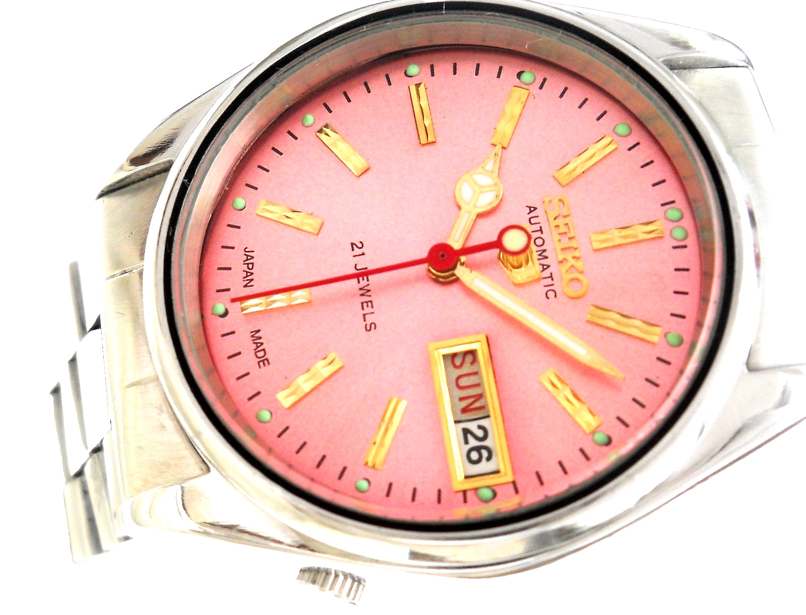 Vintage Seiko 6309 Automatic- Pink Sunburst Aftermarket Dial Men’s watch Japan