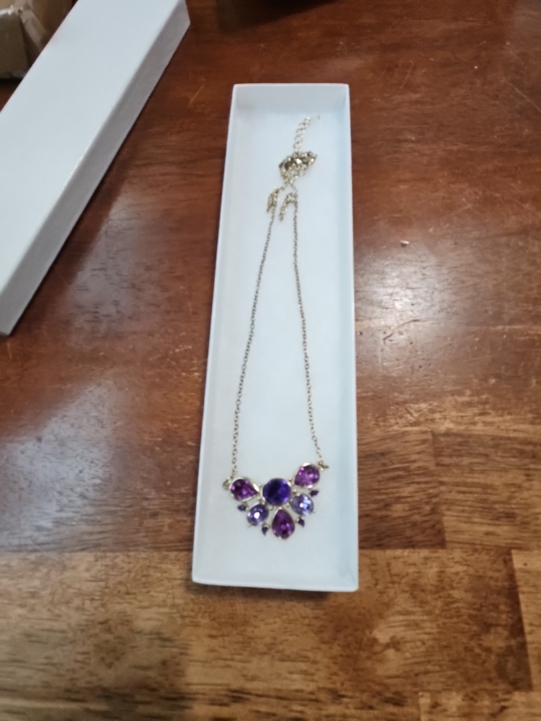 Avon NRT Purple Faux Amethyst Faceted Bead Necklace VTG 80s Gold Tone Jewelry