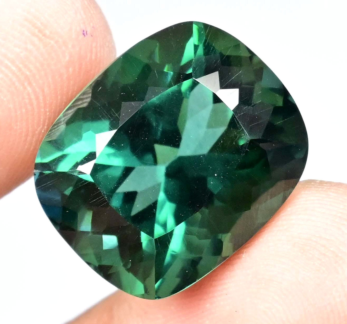 25.20 Ct Natural Green Tourmaline Certified Stunning Cushion Cut Loose Gemstone