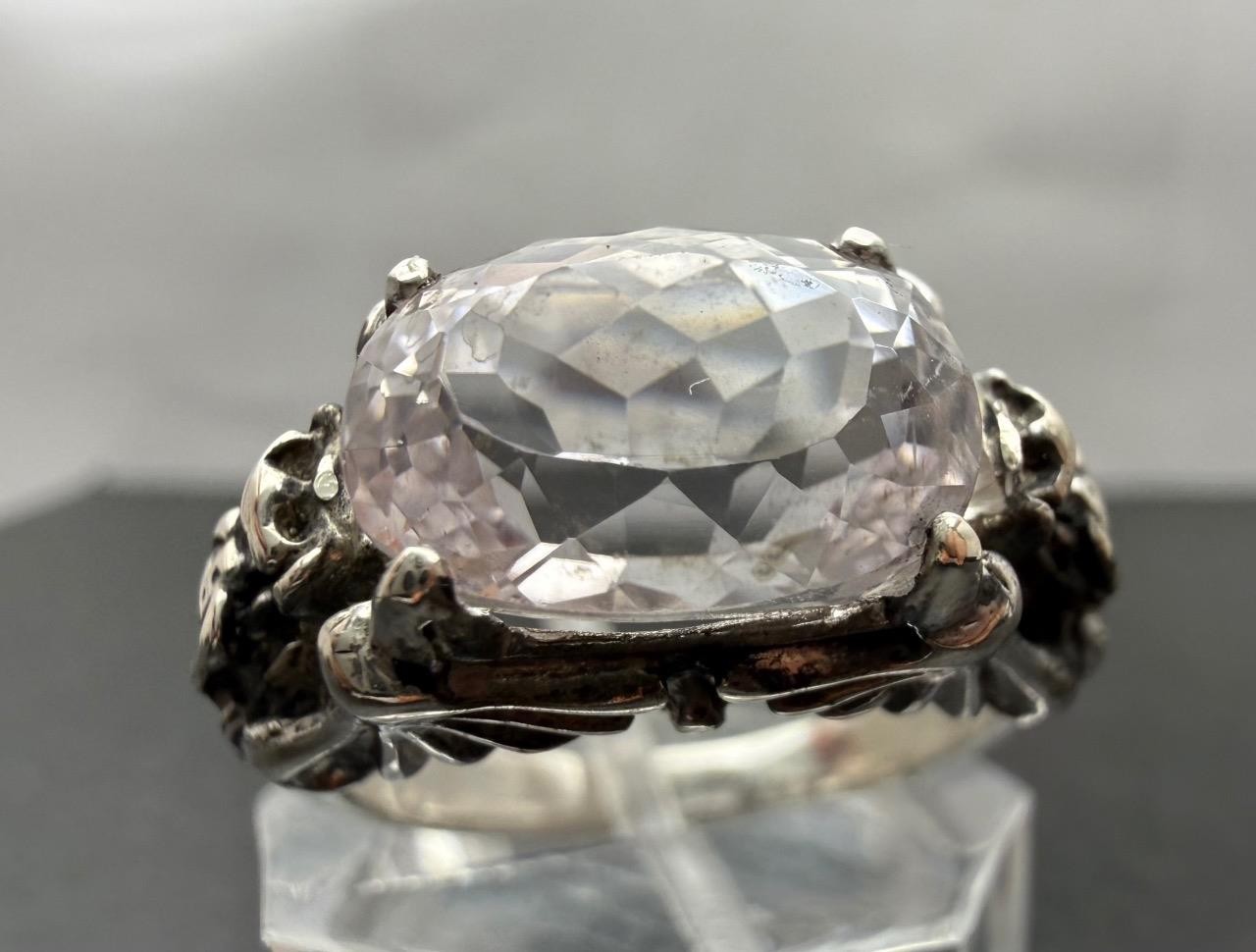 6.42 CT LIGHT PINK KUNZITE .925 STERLING SILVER MENS DRAGON RING SIZE 9.5, 7.8GR