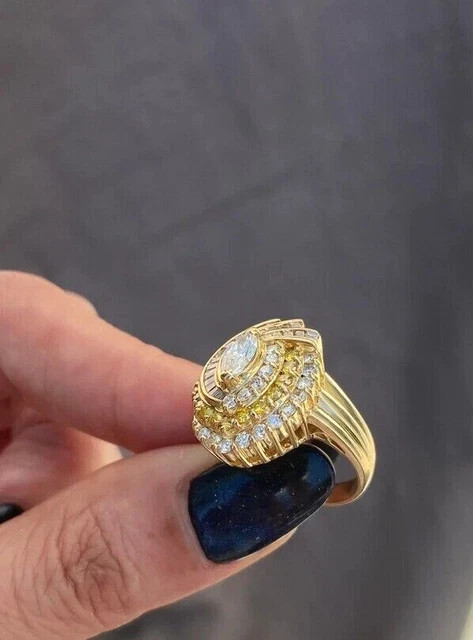 Wedding Anniversary Promise Ring 14K Yellow Gold Plated Simulated Diamond