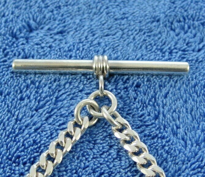 19.5 Grams, Men’s Solid Sterling Silver Albert 13 Inch Pocket Watch Chain