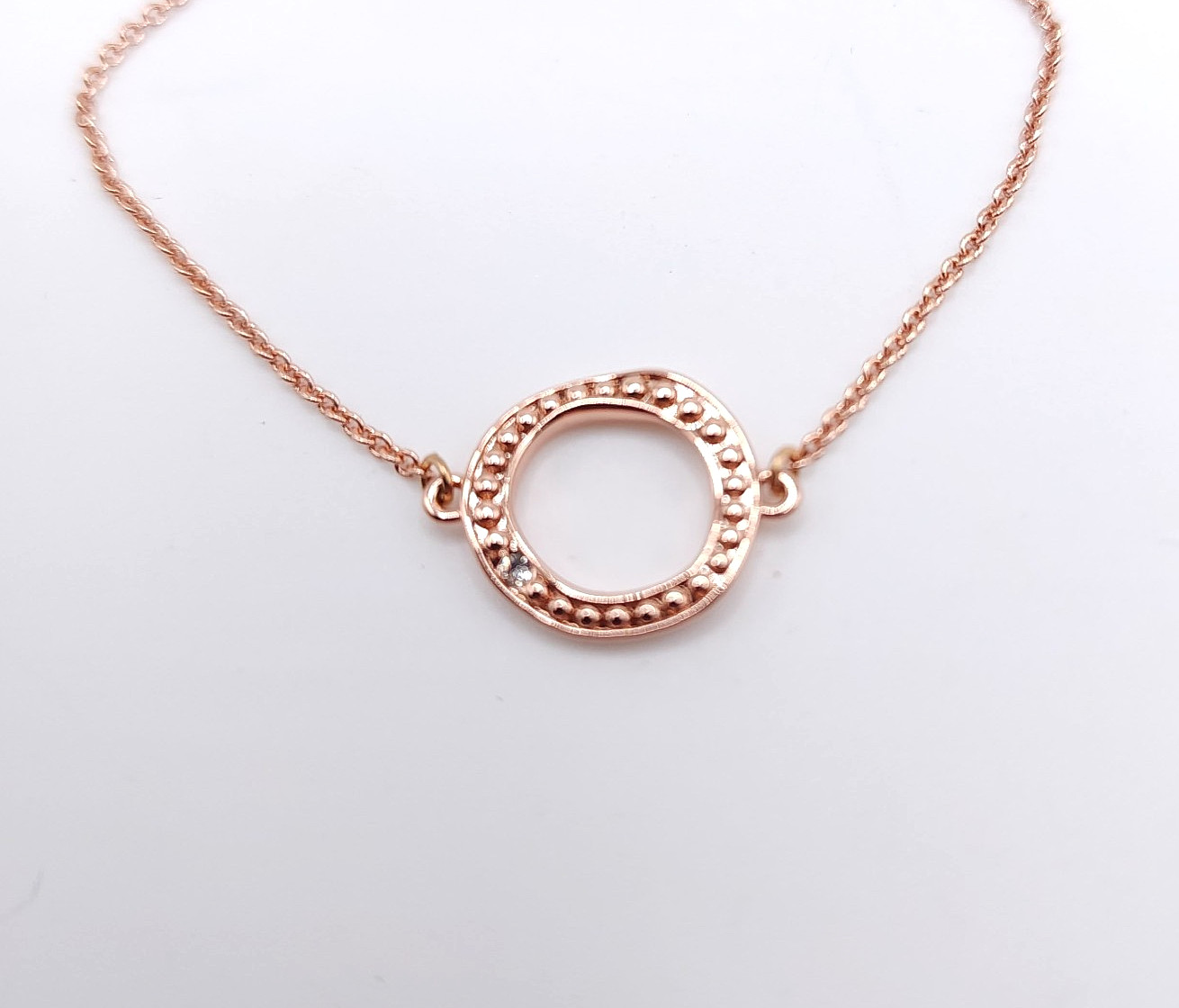 Adore by Swarovski Rose Gold Circle Crystal Bracelet Adjustable 6.5-8.5in Signed