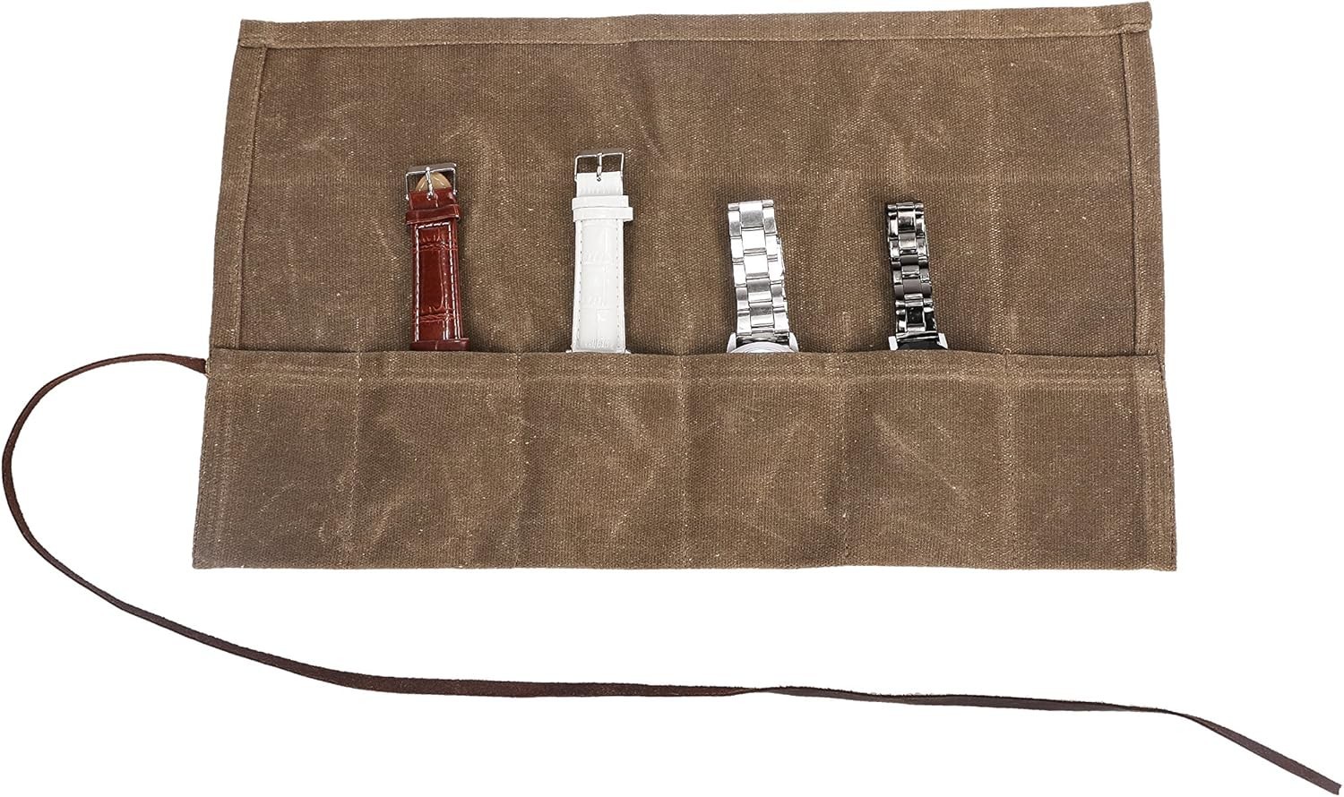 Waxed Canvas Watch Roll Handmade Waterproof Multi-Purpose Travel Case Watch Roll