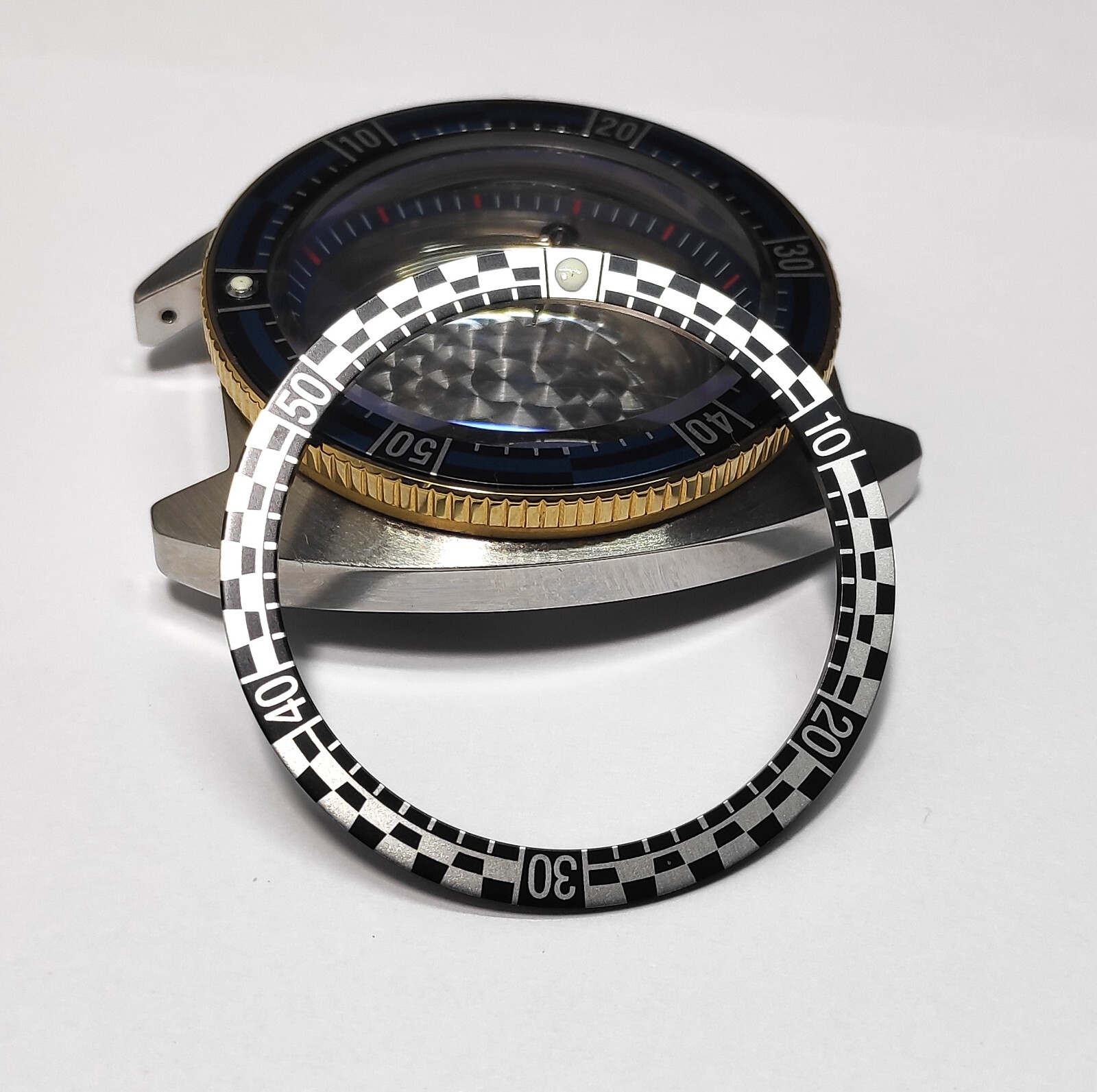 CHECKER RALLY FLAT BEZEL INSERT 38mm For Seiko SKX SRPD Divers Watch Mod