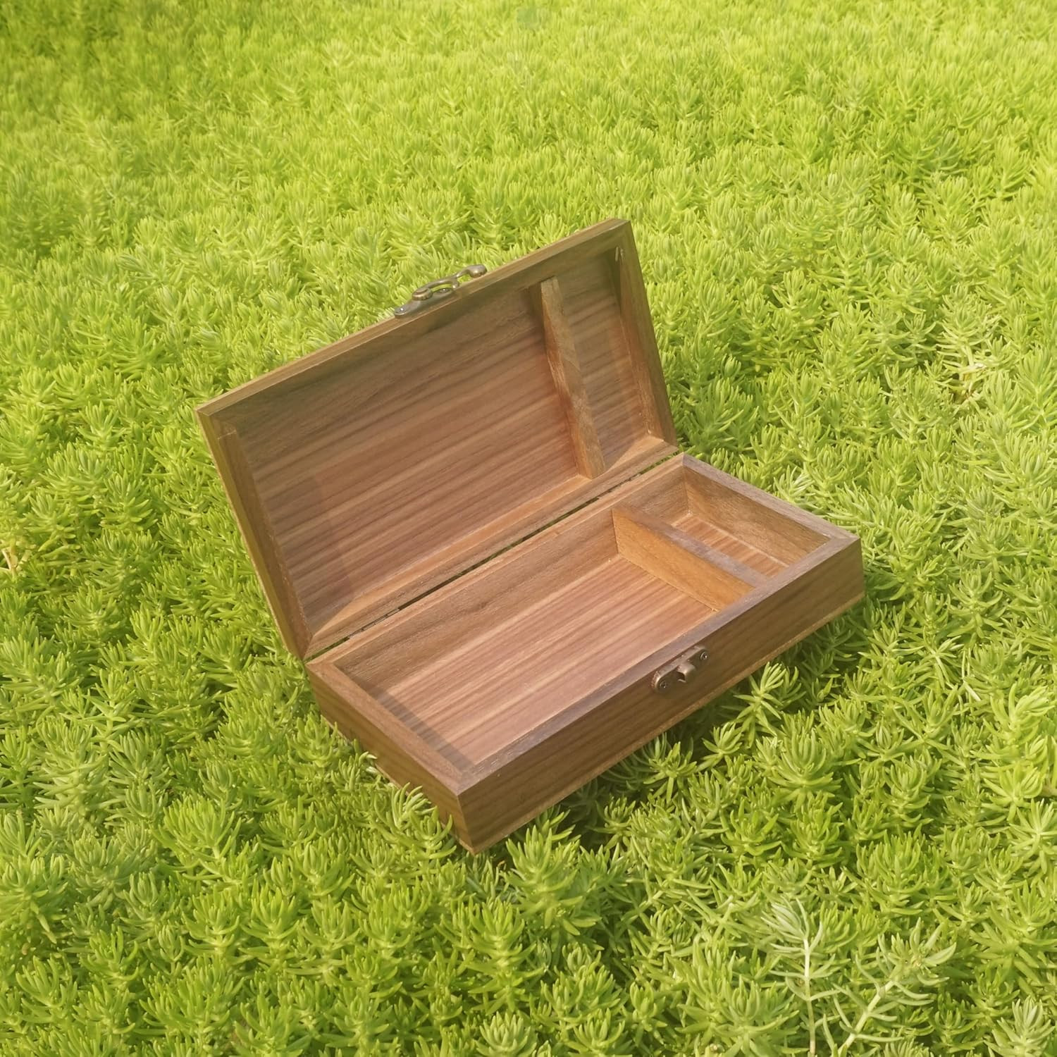 Walnut Handmade Walnut Partition Wooden Box for Keepsakes, Photos, Jewelry Ring