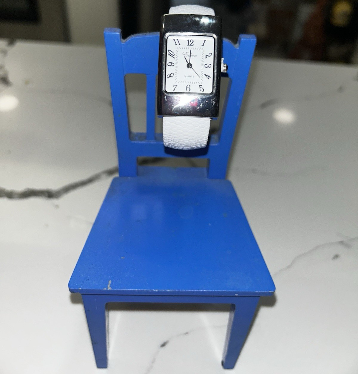 Women’s Rectangle Analog Dress Watch White Dial Arabic, Silver Case, White Strap