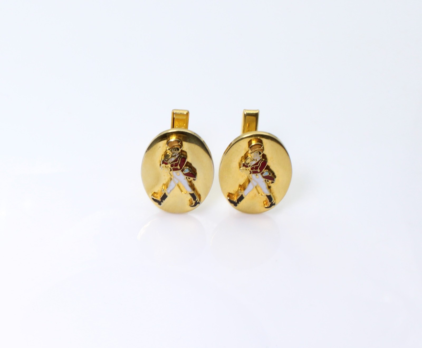 Vintage Kinney Co. Prov. RI Johnnie Walker Red Label Enamel Cufflinks Gold Tone