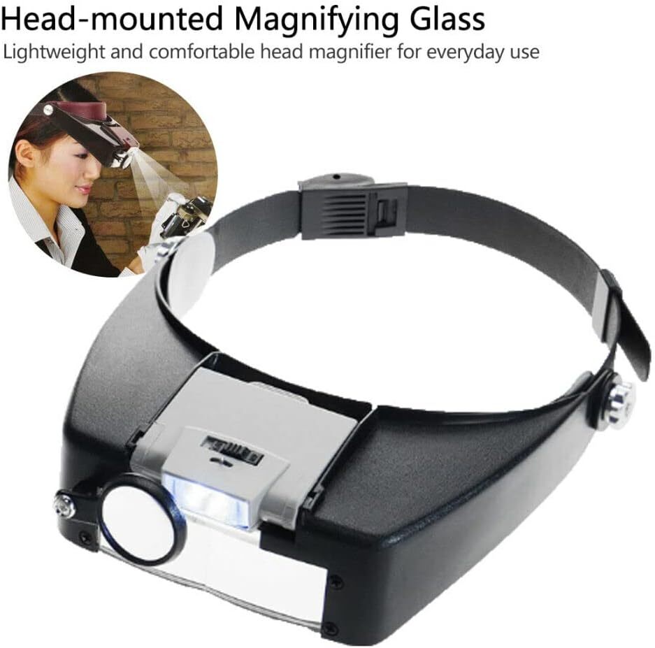 Jeweler Magnifier Headband Headset LED Head Lamp Light Magnifying Glass Loupe US