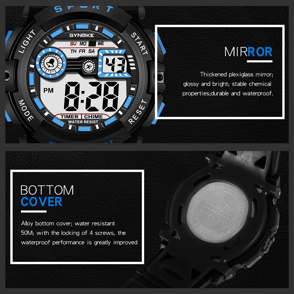 Boys Digital Watch Waterproof Sports LED Watches with Alarm Kids Wrist Watches
