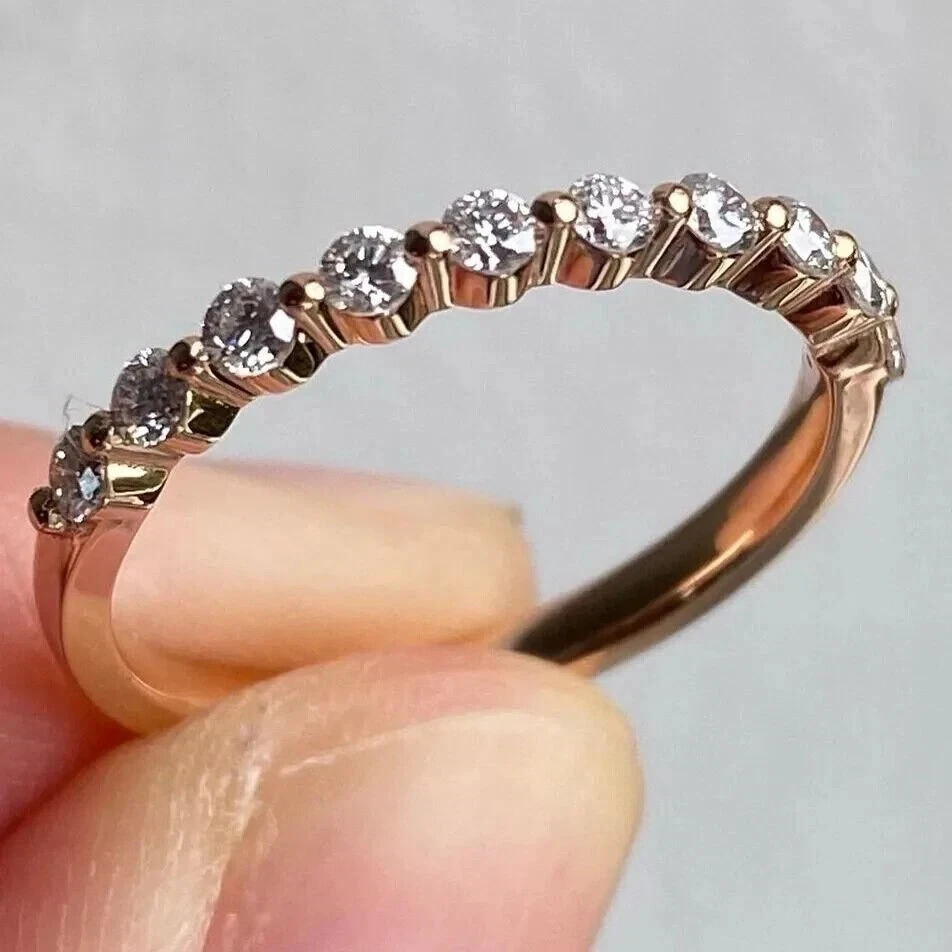 Wedding Diamond Band Round Cut 0.3 Carat 14k Yellow Gold Lab Grown VVS E F CVD
