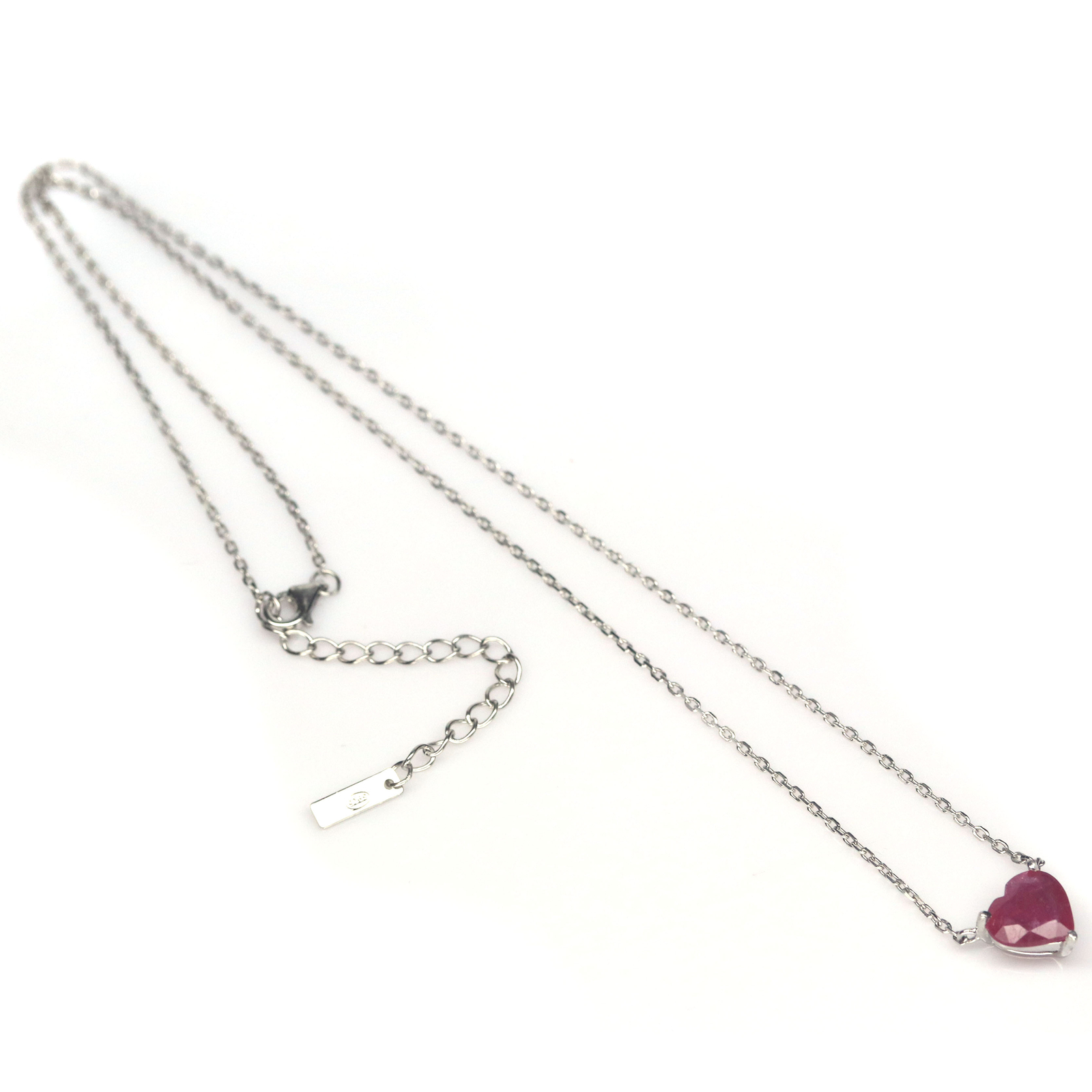 Heated Genstone 9 x 9 mm. Red Ruby Necklace 20.0″ 925 Sterling Silver