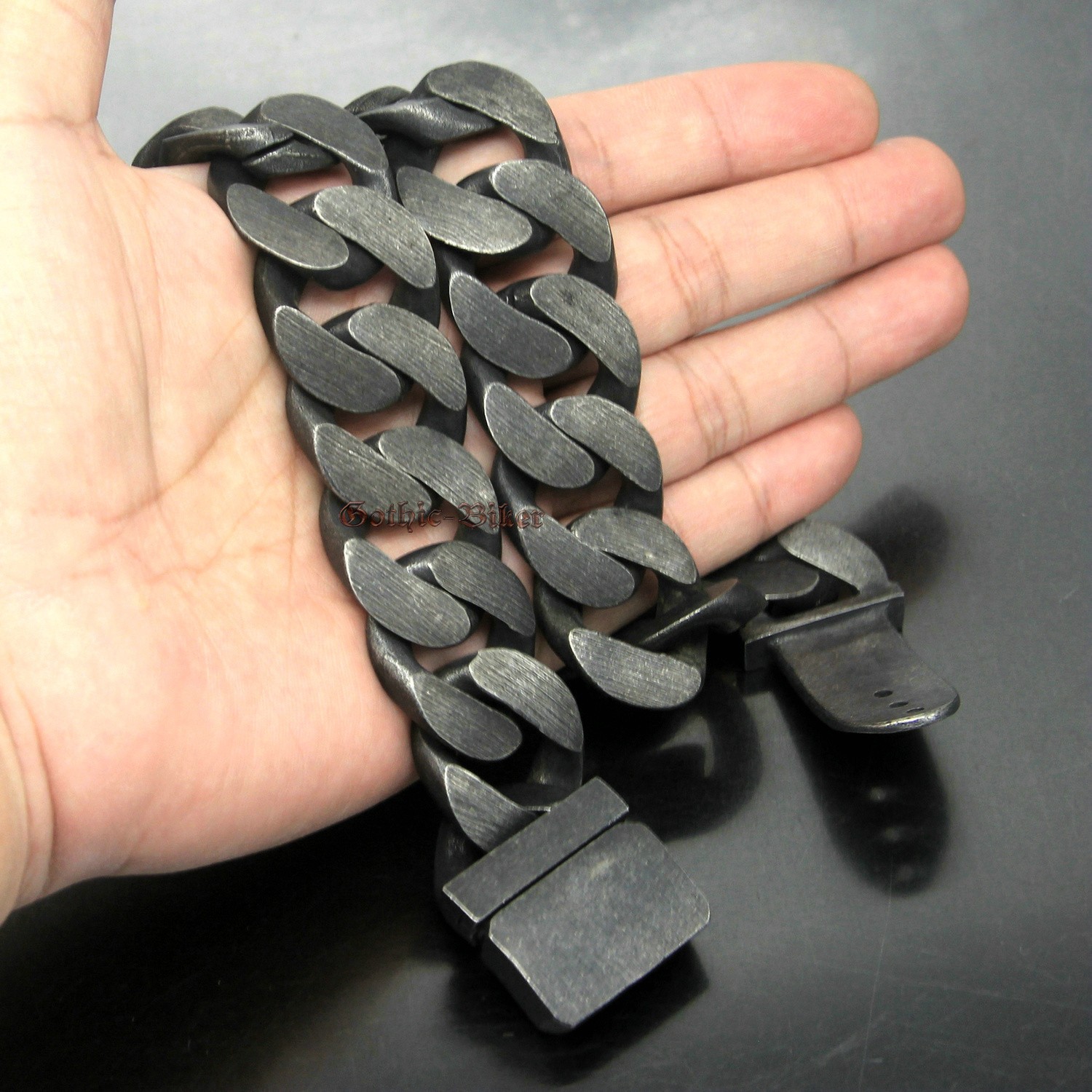 Heavy Chunky Gunmetal Chain Retro Men’s Curb Cuban Link Stainless Steel Necklace