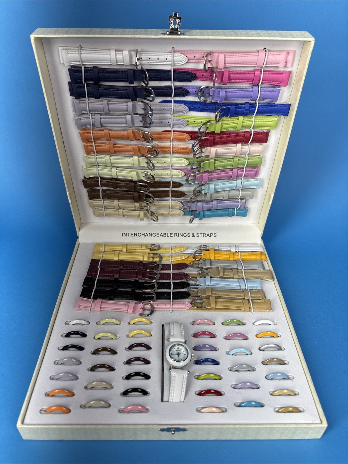 Vintage Raynell 80 Interchangeable Watch Set Multi Color Band and Bezels