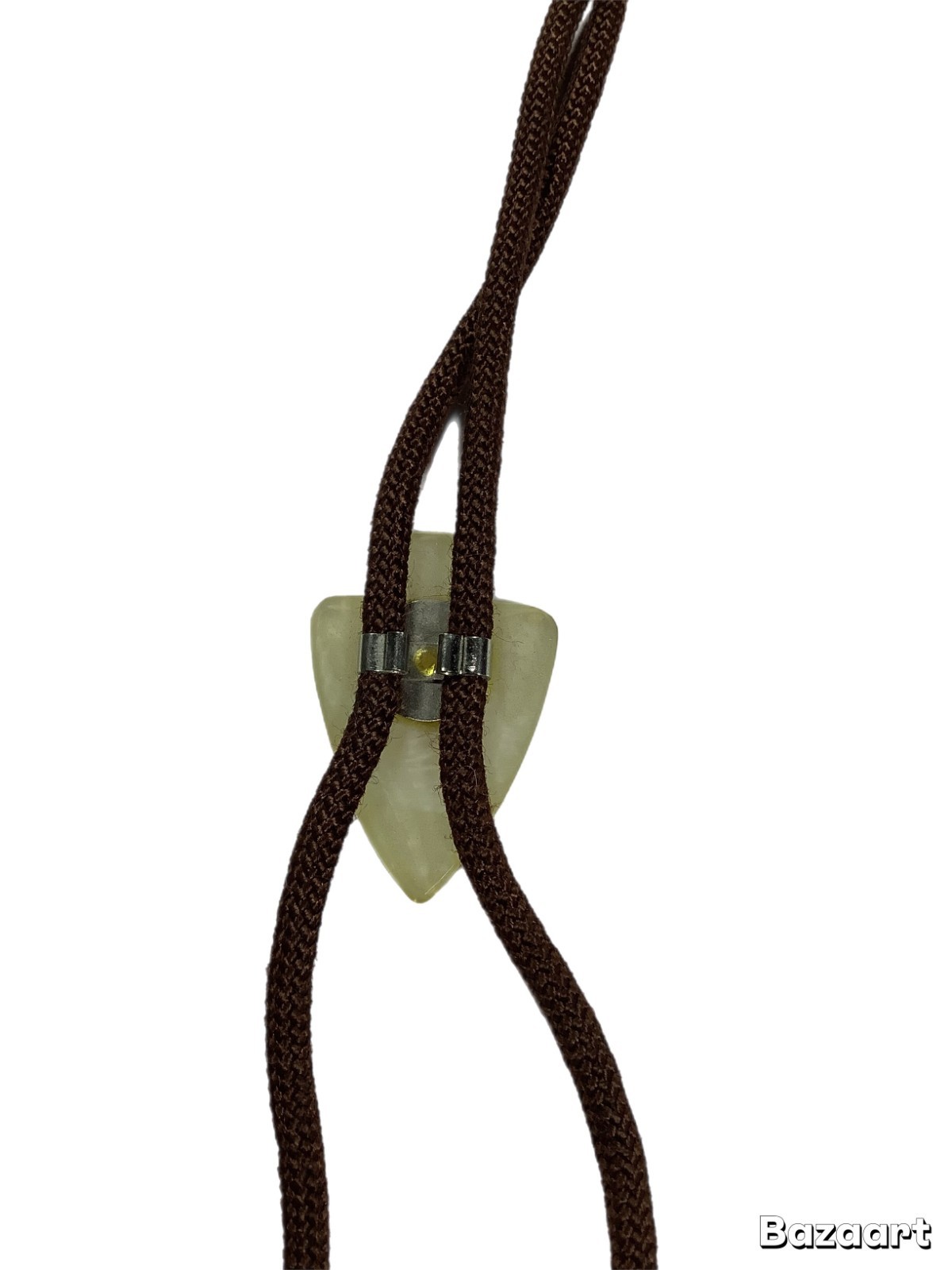 Vintage Arrowhead Bolo Tie White Stone Gold Deer Buck Brown Cord (216)