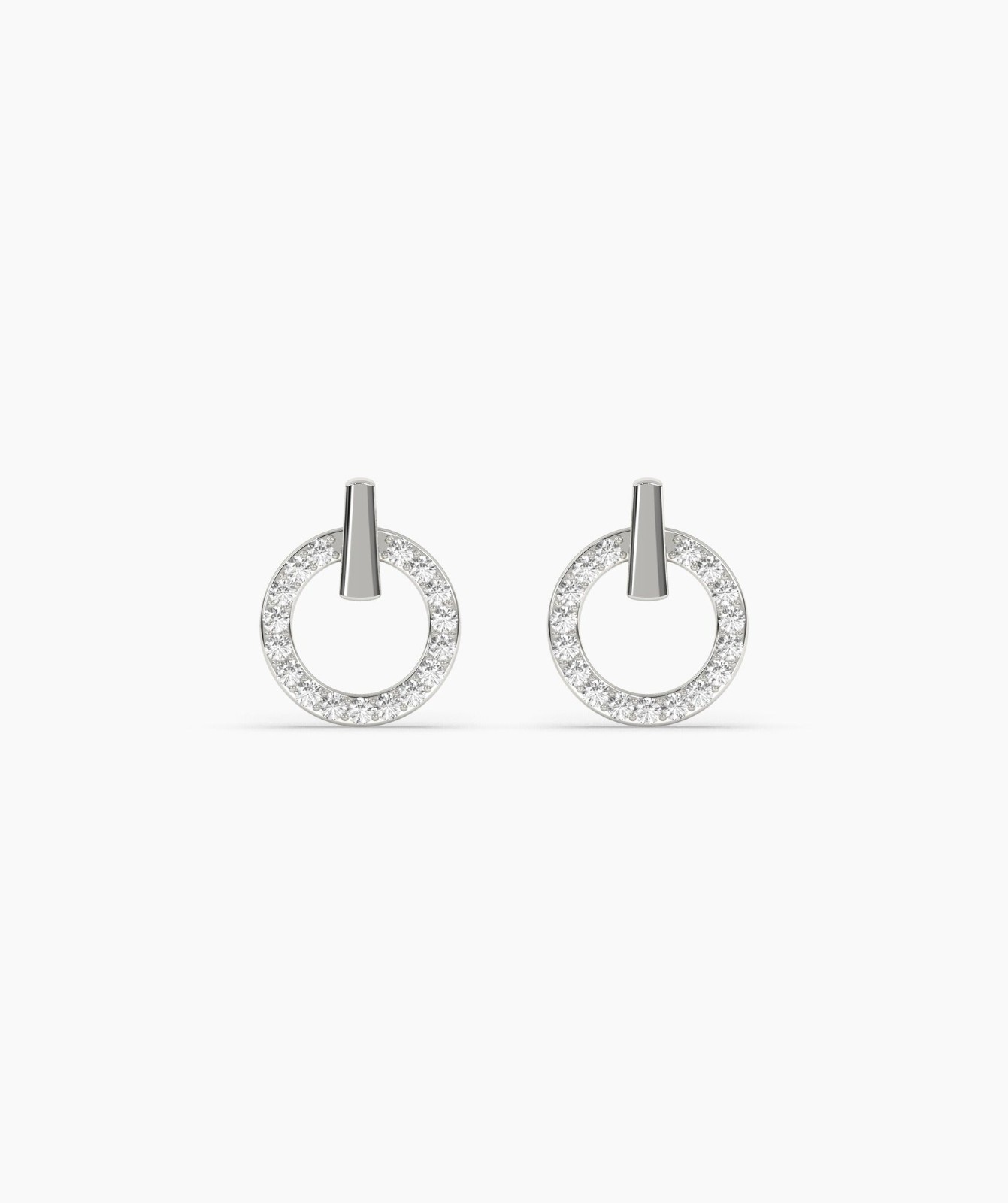 Round E-F/VVS Lab Grown Diamond 14K Gold Open Circle Door Knocker Stud Earrings