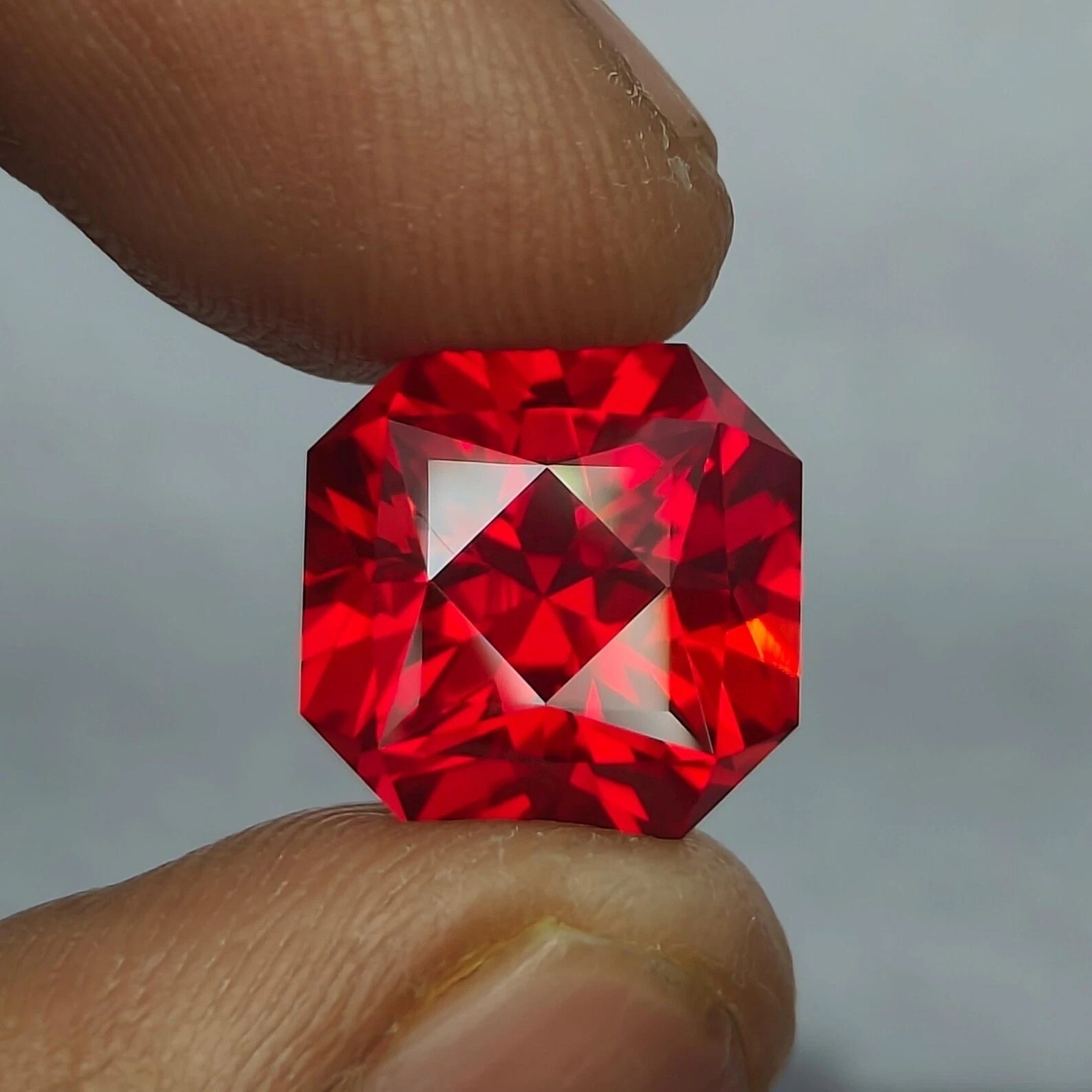 Certified Natural 11.40 Ct Mozambique Red Ruby Asscher Loose Gemstone Flawless