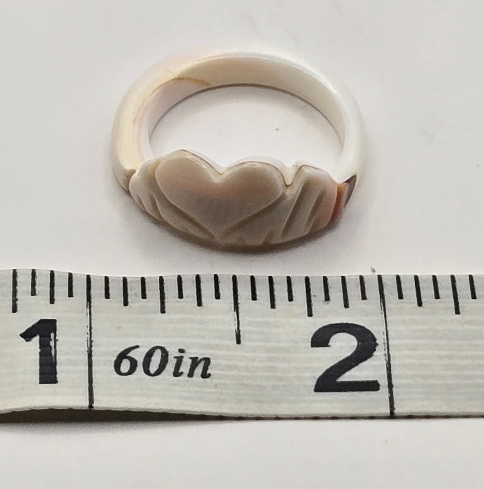 Vintage Hand Carved Shell Heart Carved Seashell Heart Statement Ring BOHO