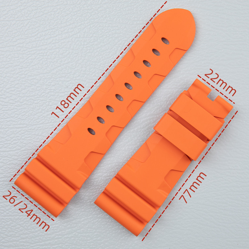 22mm 24mm 26mm FKM Rubber Watch Strap Fits Panerai Luminor Submersible Marina