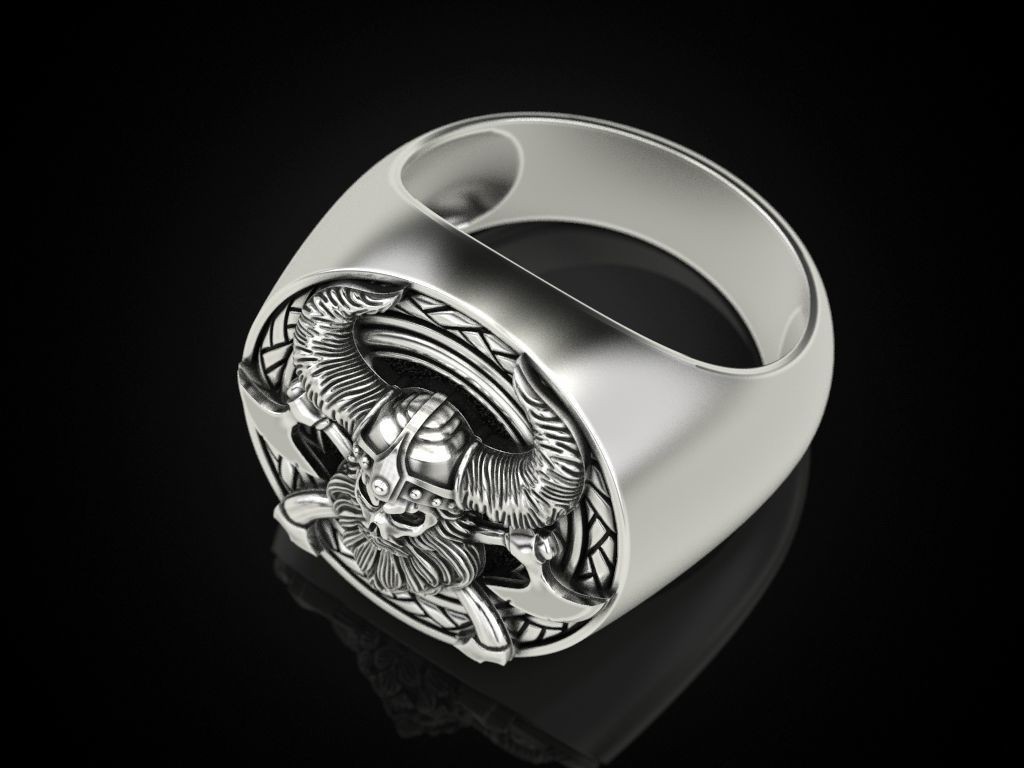 Oxidized Men’s Skull & Axe Gothic Punk 925 Sterling Silver Statement Rings