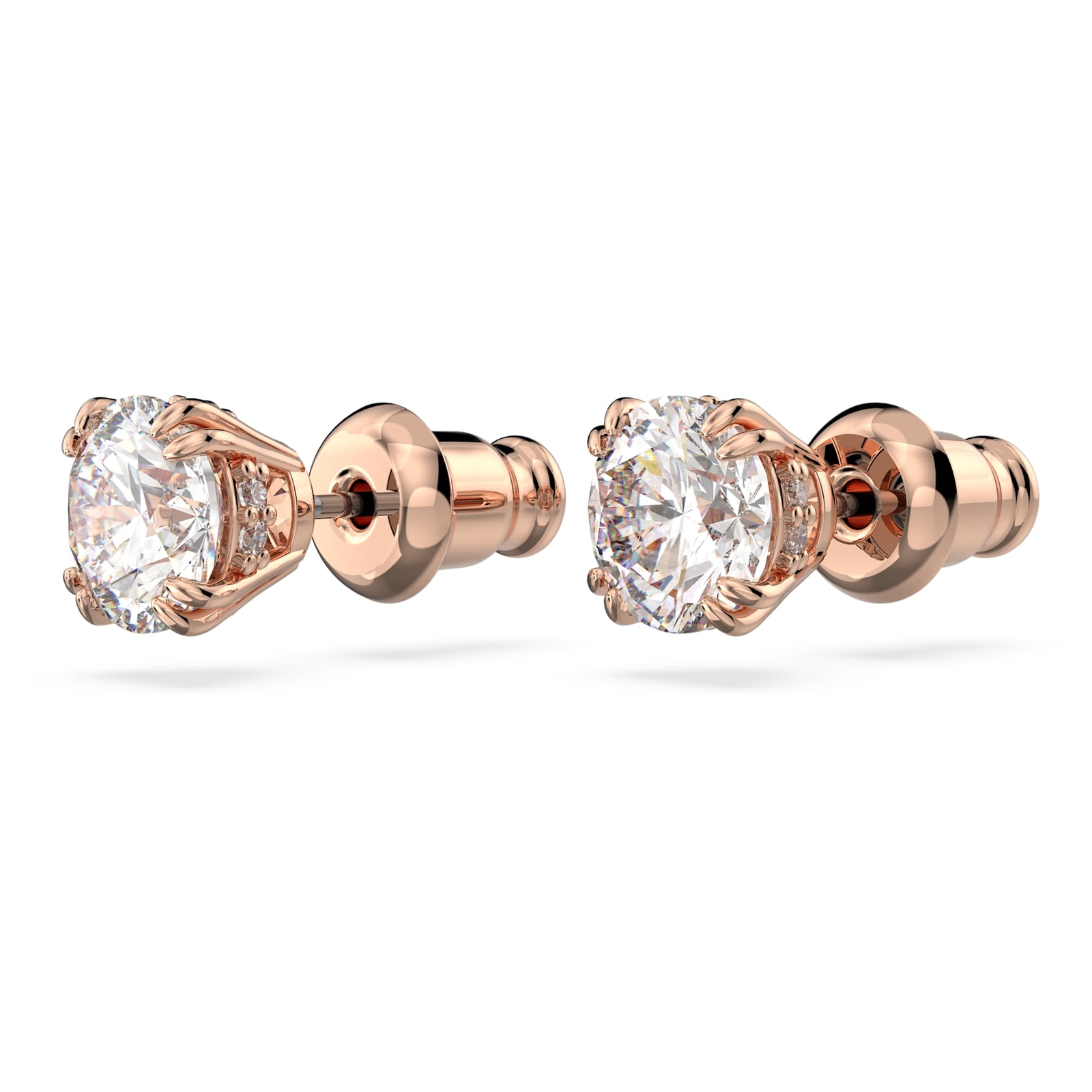 Swarovski Stilla Stud Earrings Round Cut, White, Rose Gold-Tone Plated 5638801