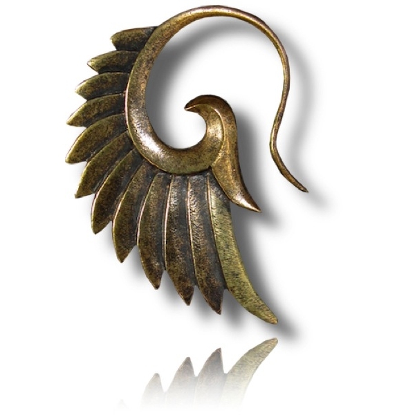 PAIR 18g (1MM) 1″ 1/4 INCH LONG (30MM) BRASS PLUGS FEATHER EARRINGS SPIRALS