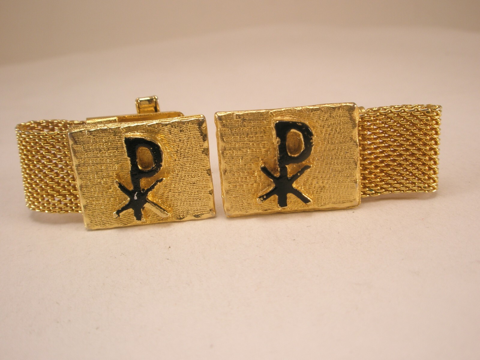 PX or XP Monogram Initials Vintage Watchband Wraparound Mesh Cuff Links