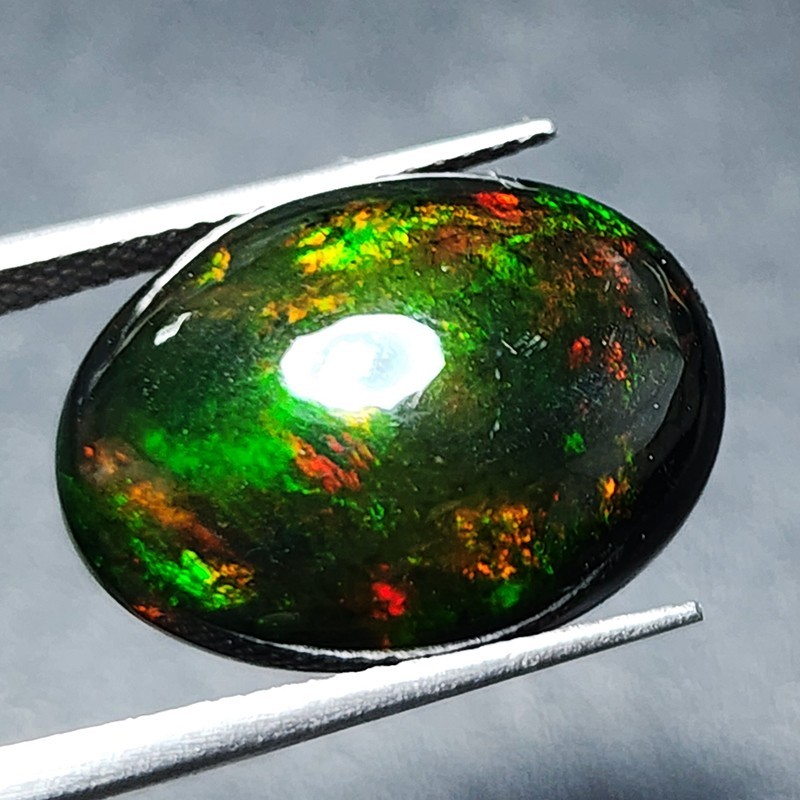 Natural Ethiopian Black Opal AAA+ Collector Welo Oval Cabochon Fire Play 7.05Ct