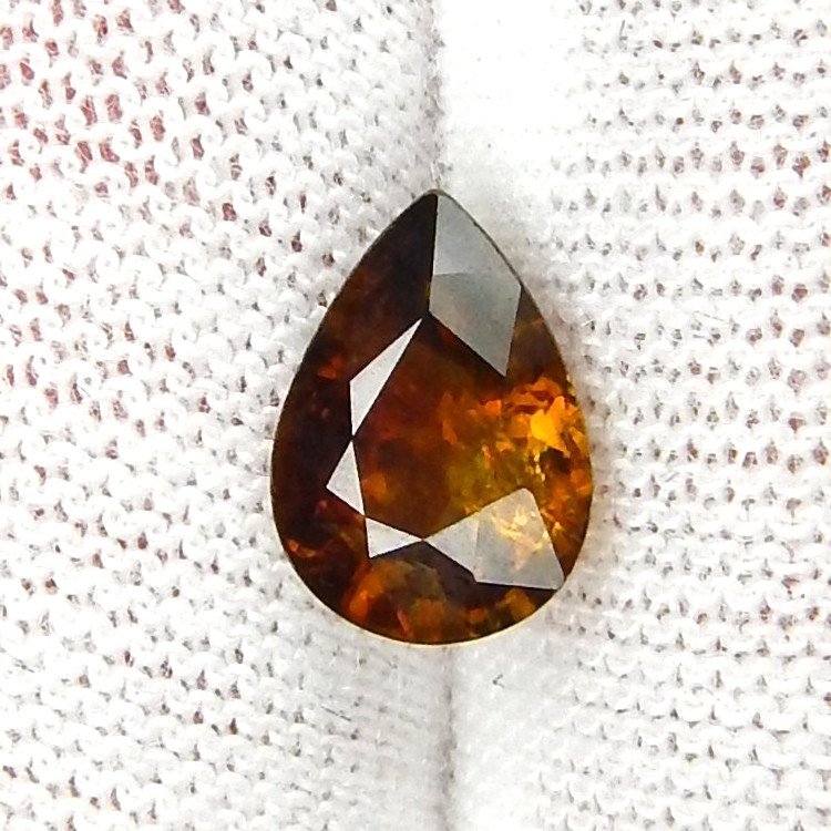 1.5ct Orange Sphene Vivid Pleochroic Flash Natural Mined Unheated Faceted Pear
