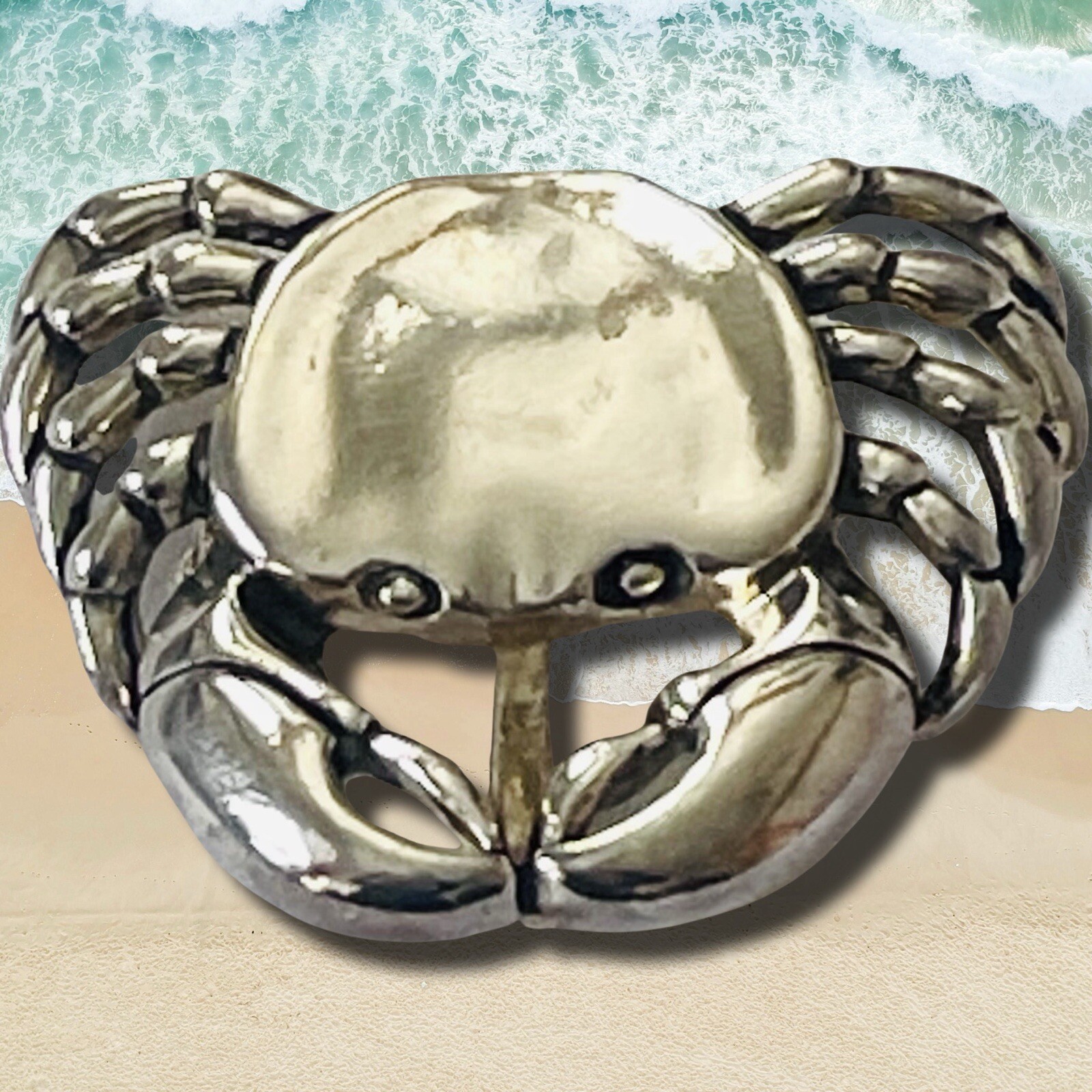 VTG Marie Jennifer MJ Silvertone Crab Brooch Pendant 1.25 x 1.25 inches *signed*
