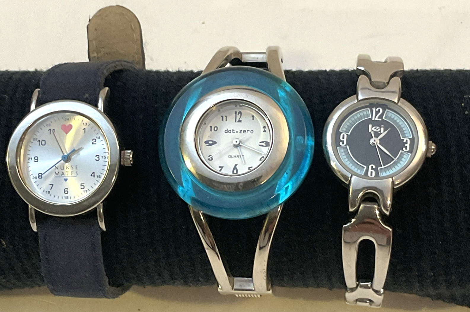 Vtg Women’s Wristwatch Lot 3 Lei, Nurse Mates, Dot.zero Tested (No Batteries)