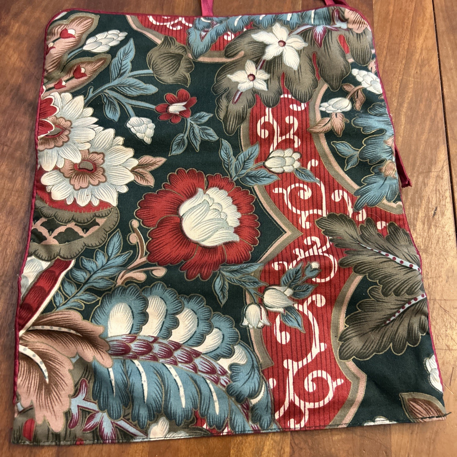 Vintage Jewelry Holder Organizer Roll Up Purse Bag Velvety Velvet Zipped Pockets