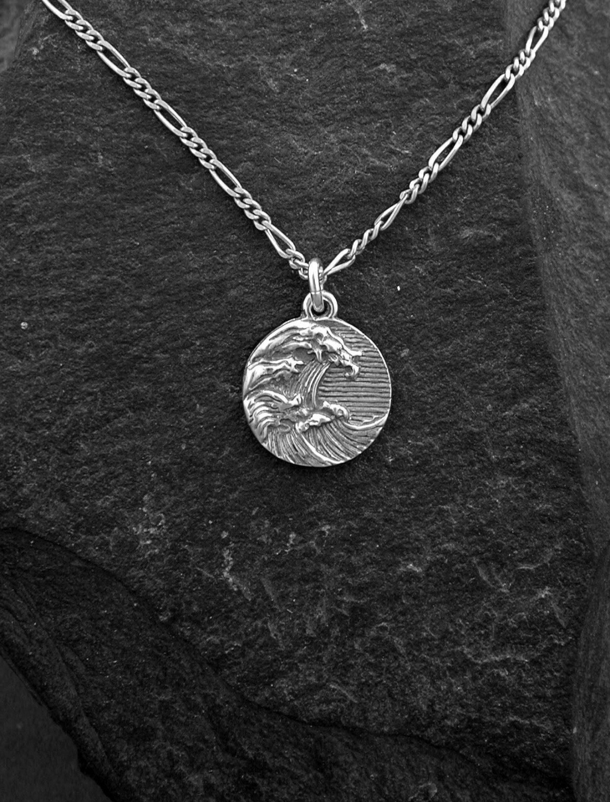 Sterling Silver Wave Pendant on 20 inch Sterling Silver Chain