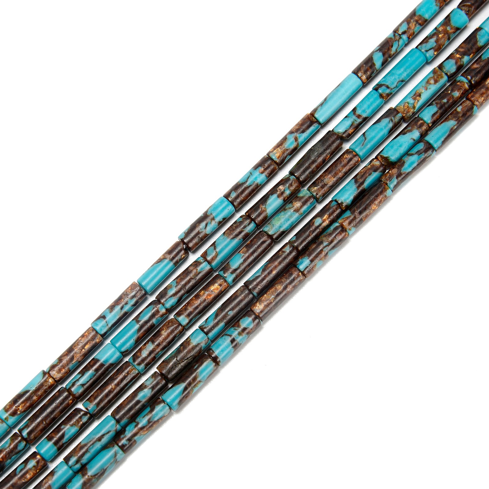 Bronzite Turquoise Cylinder Tube Beads Size 4x13mm 15.5” Strand