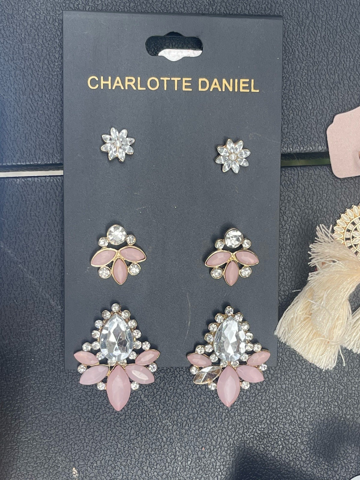 EARRING LOT STUD DANGLE DROP HOOP RHINESTONE BEADS