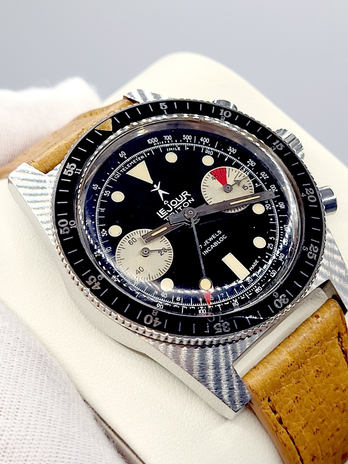 Le Jour Triton 2-Reg Chronograph Original Dial Landeron 248 Vintage 1960s N.MINT