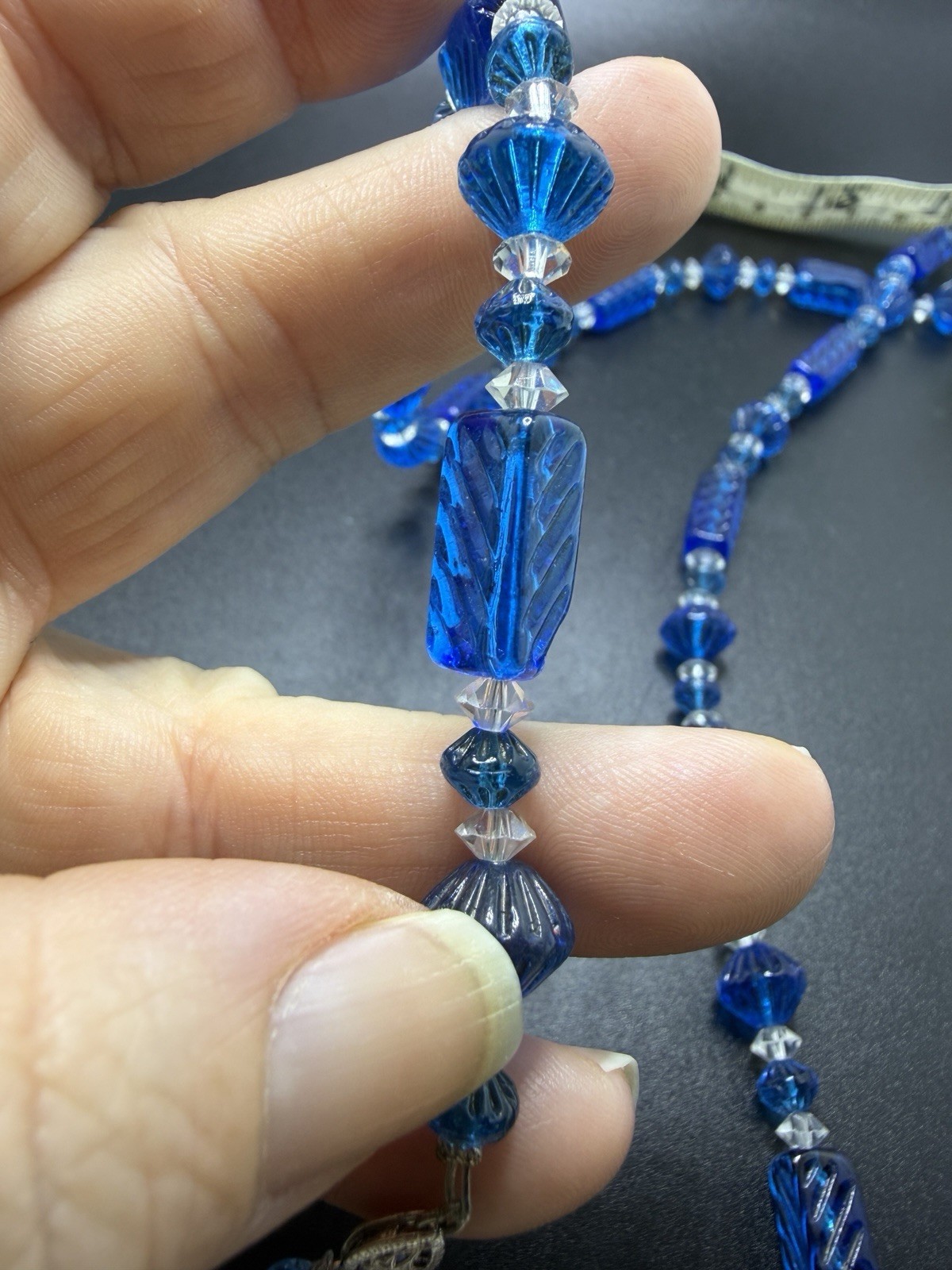 Art Deco Czech Glass Cobalt Blue Necklace