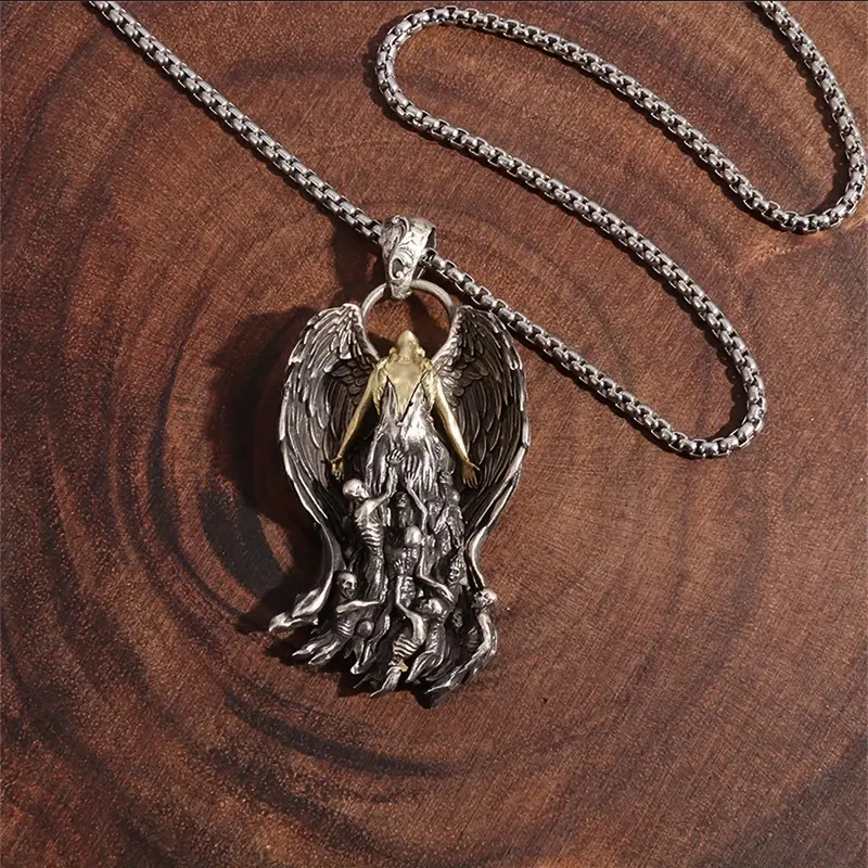 Angel Out Of Hell Jewelry Vintage Silver Sexy Goddess Standing Pendant Necklace
