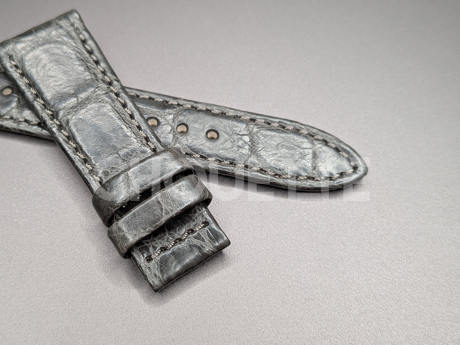 OEM Grand Seiko 18mm Gray Crocodile Leather Band Strap for GS SBGW291 9S64-00X0