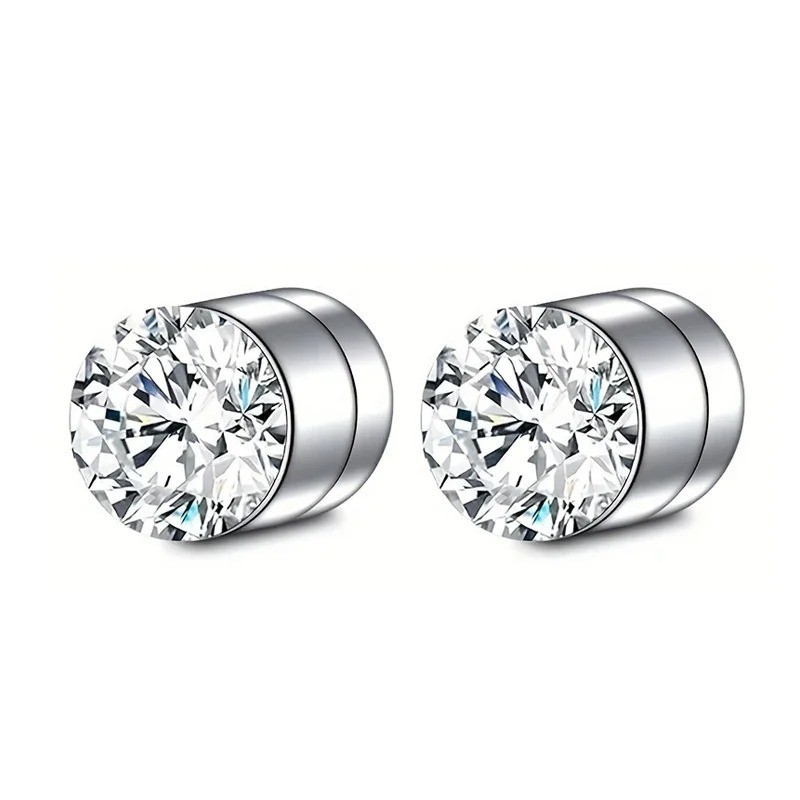 4 Pair Men Women Stainless Steel Magnetic Stud Earrings Non-Piercing Clip on E40
