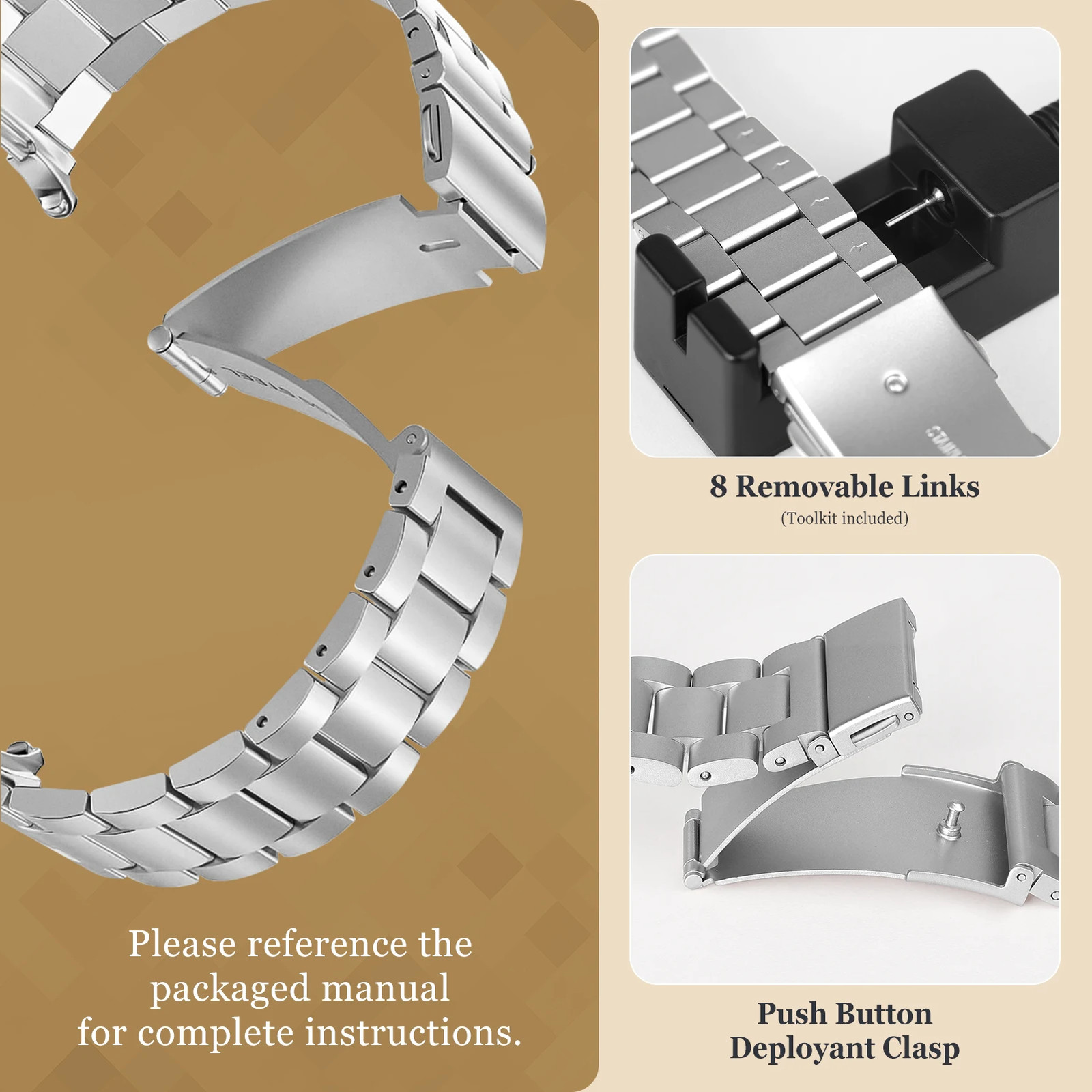 Stainless Steel Metal Watch Band For Samsung Galaxy Watch 8 40/44 Classic Luxury
