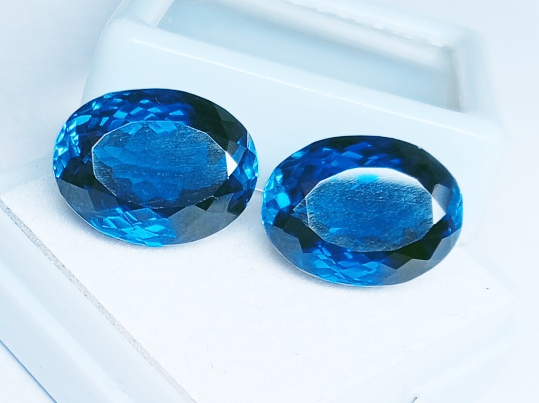 Blue Sapphire Pair Oval Cut Natural Certified 15+ Ct Loose Gemstone