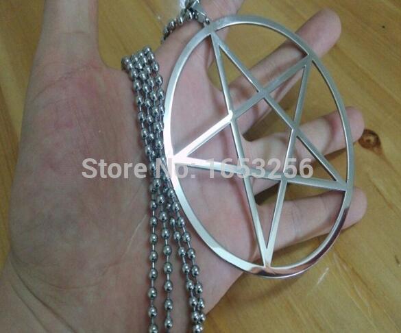 1pcs Stainless Steel Large 100mm pentagram Pendant Men’s Necklace 4mm 40”
