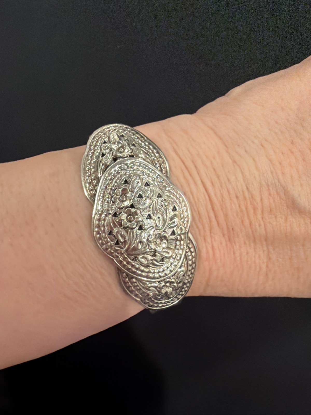 Vintage Bracelet Sterling Silver 925 Floral Double Wheat Braided Thailand Estate