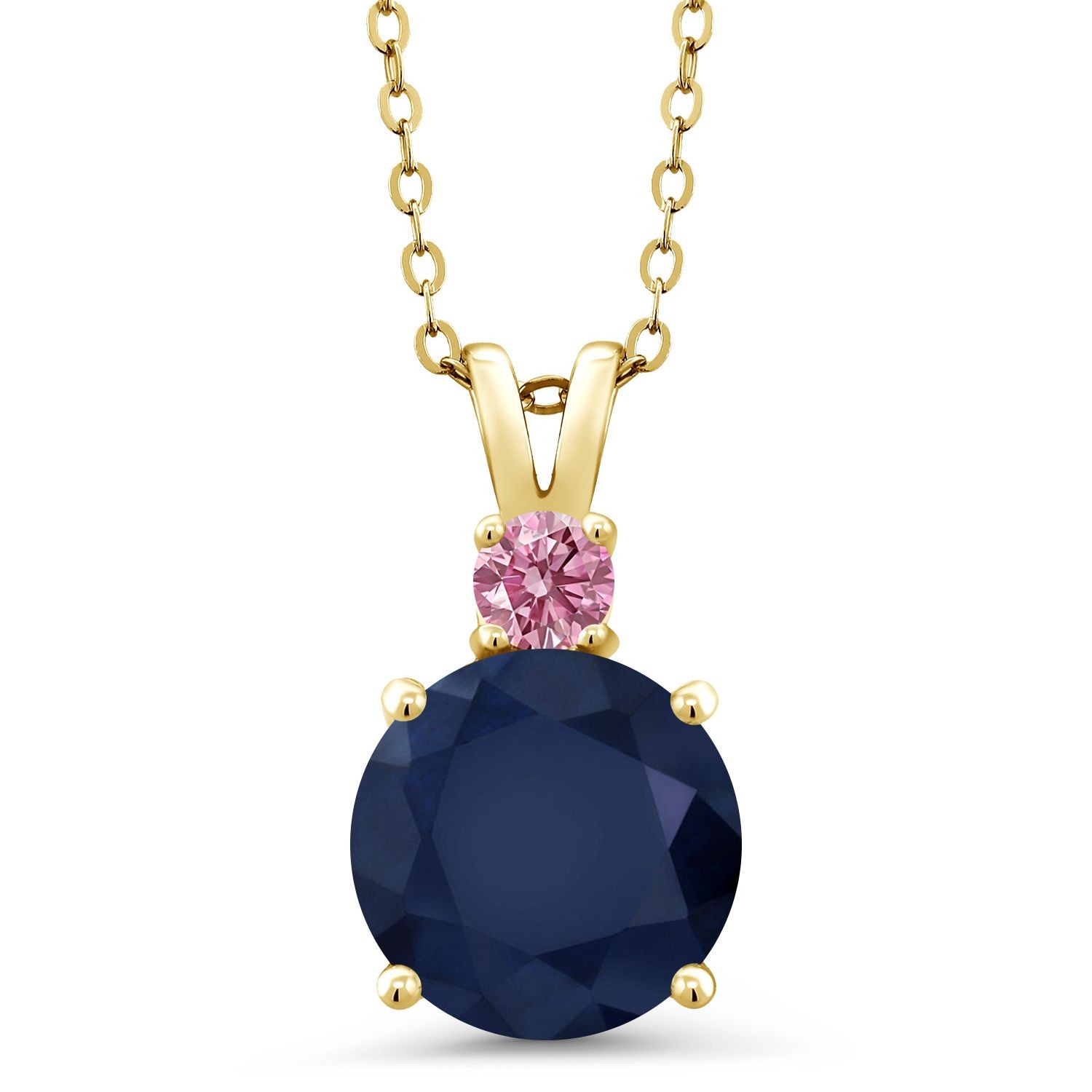 5.13 Ct Sapphire Pink Lab Grown Diamond 18K Yellow Gold Plated Silver Pendant